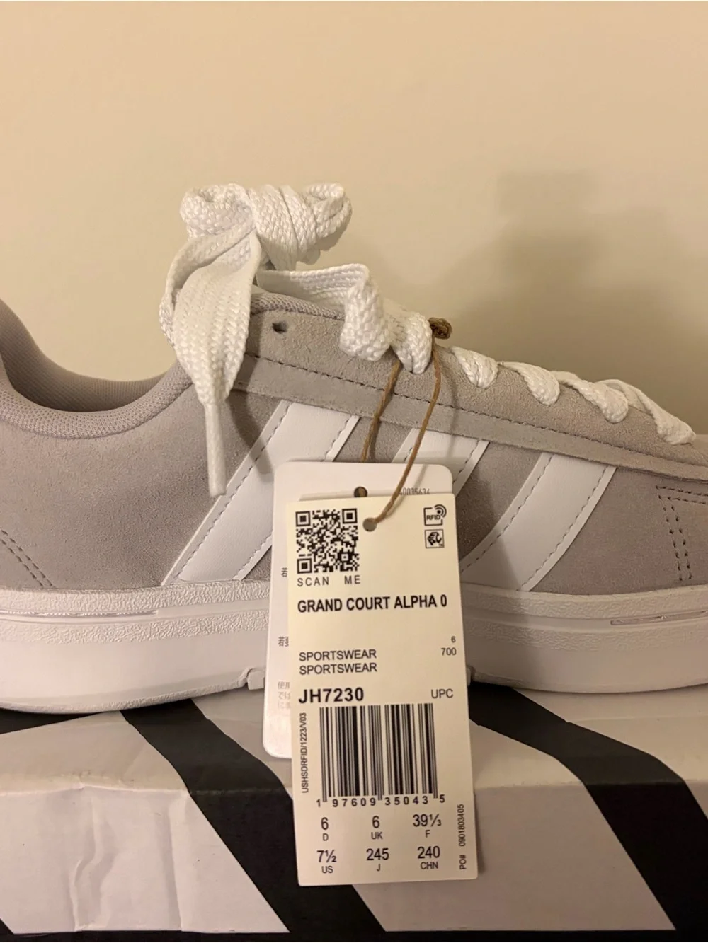 Adidas Women and Youth Grand Court Alpha 00 Sneakers in Light Gray and White